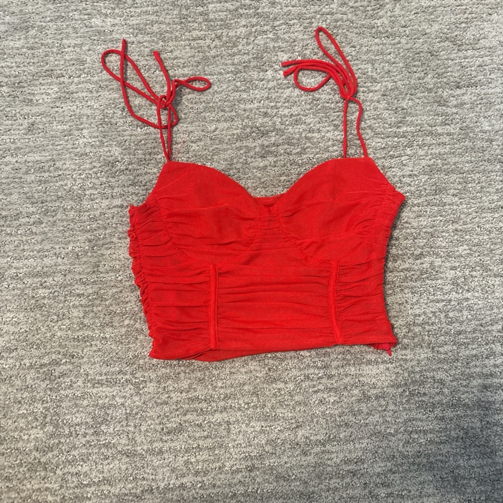 Princess Polly Red Ruched Crop Camisole
